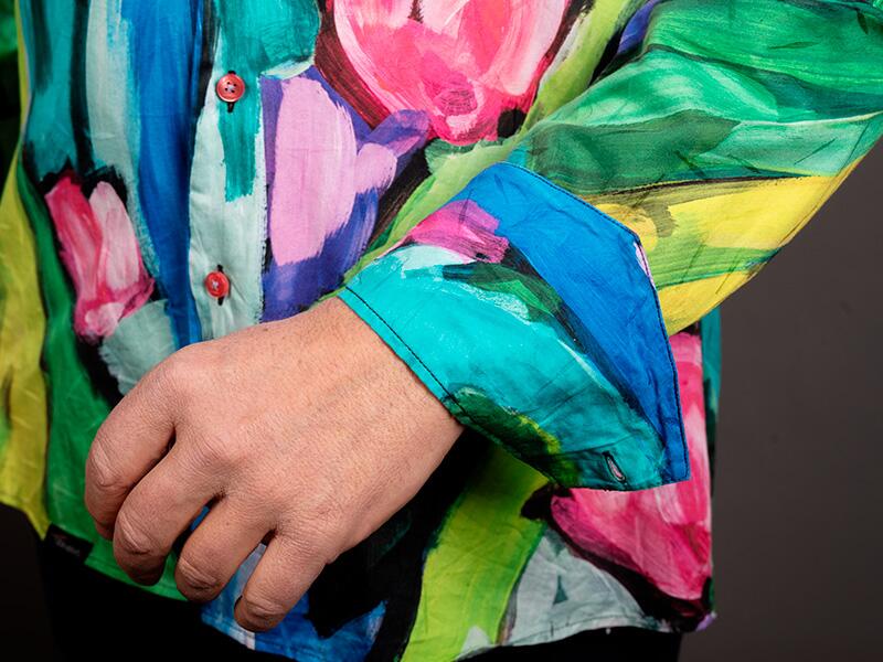 buntes Hemd Herren FIORE ASTRATTA von GERMENS artfashion - 100 % Baumwolle - Made in Germany