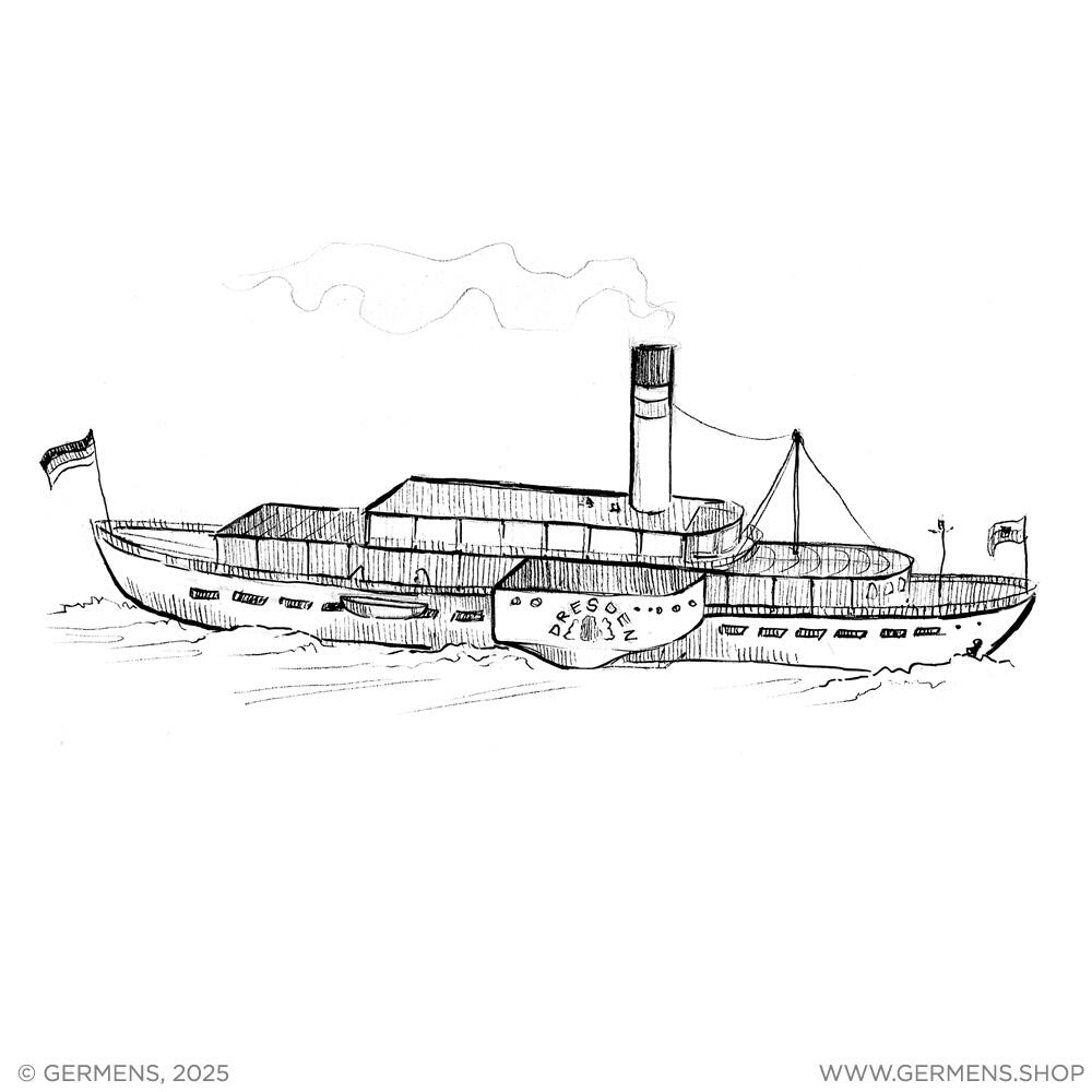 Das Dampfschiff "Dresden" der Dresdner Flotte auf der Elbe