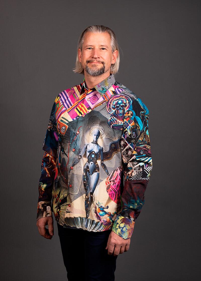 buntes Freizeithemd CYBER ODYSSEY von GERMENS artfashion - 100 % Baumwolle - Made in Germany