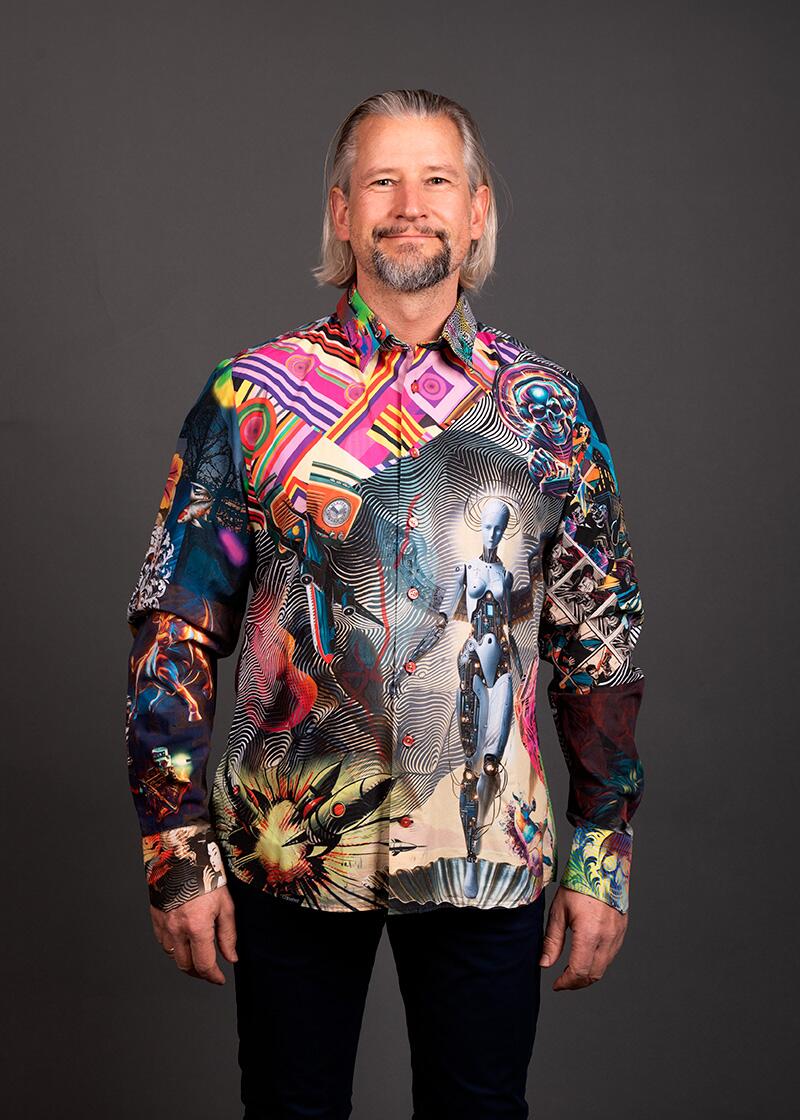 buntes Freizeithemd CYBER ODYSSEY von GERMENS artfashion - 100 % Baumwolle - Made in Germany
