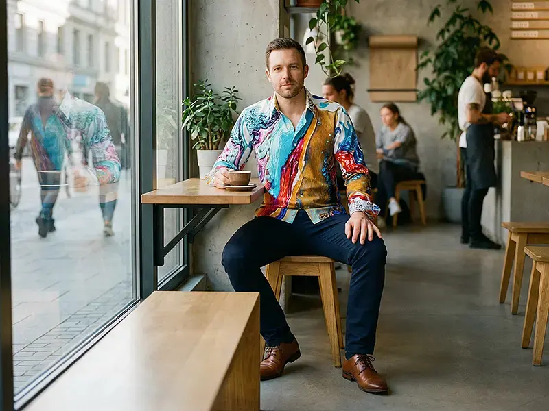 Everyday scene – the GERMENS HAU OLI shirt is an uncomplicated style for every day, comfortable and durable.