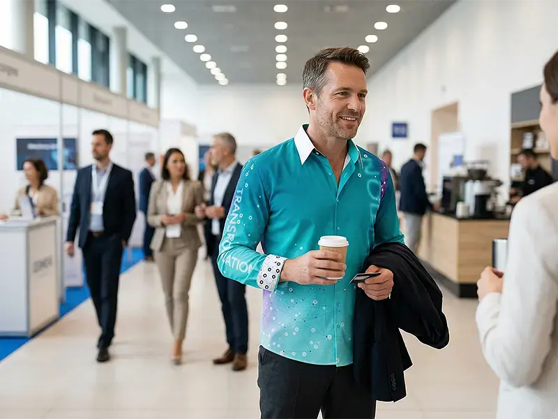 Networking scene – the GERMENS EVOLUTION shirt stands out without being loud.