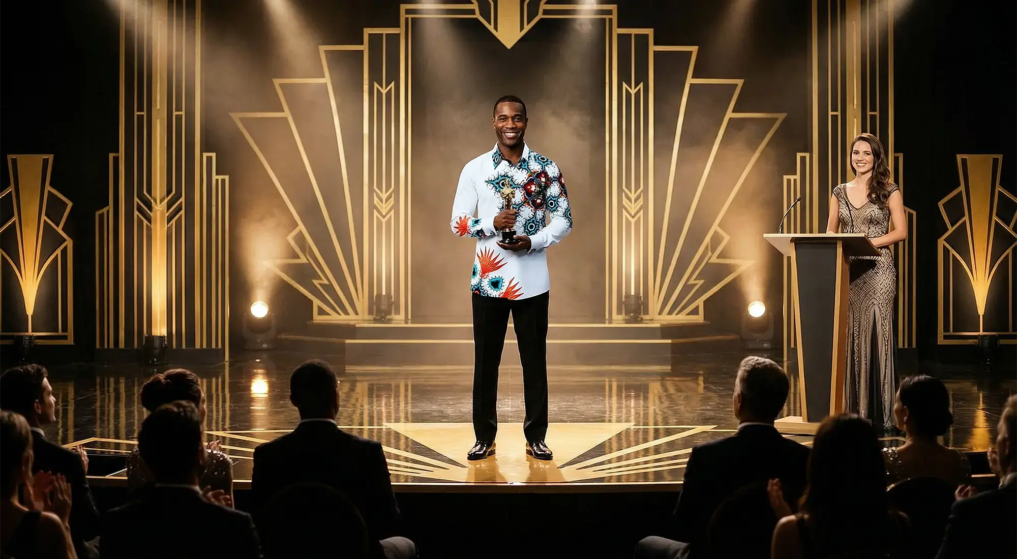 Award ceremony - The winner is wearing the GERMENS APFELMÄNNCHEN shirt.