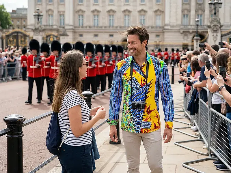 On the road – the GERMENS IRIX shirt as a conversation starter when traveling.