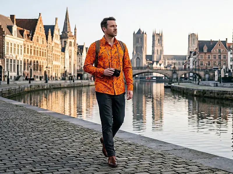 City break in Ghent - GERMENS shirt ENGRAVING ORANGE