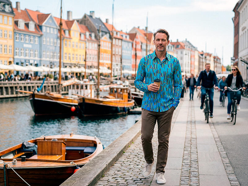 City break in Copenhagen - GERMENS shirt Stalacnite Blue