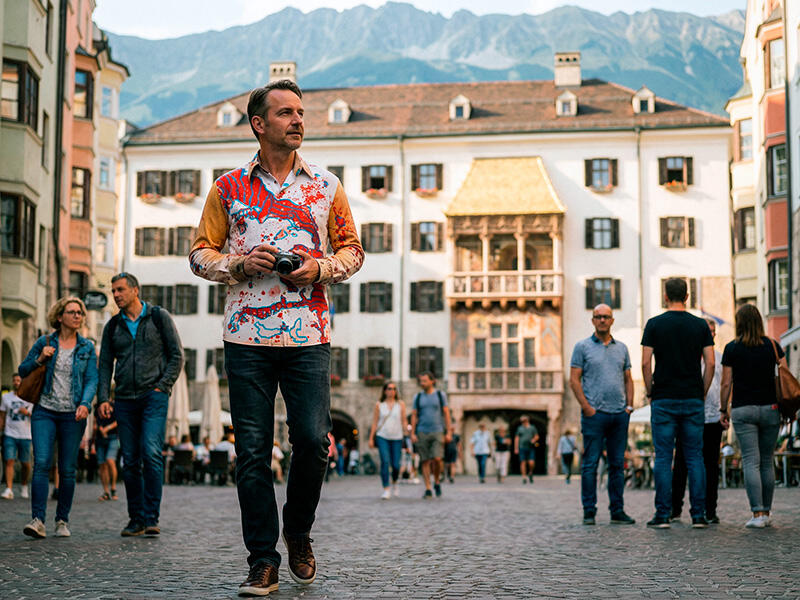 City break in Innsbruck - GERMENS Lake Blue shirt