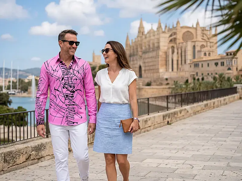 City break in Palma de Mallorca - GERMENS DENADA PINK shirt