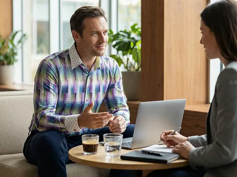 Consulting situation – make a professional impression with the GERMENS HYPERLINK shirt, while still expressing your individuality.