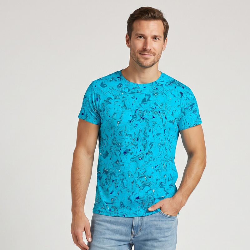 Blaues GERMENS T-Shirt Herren mit künstlerischem Muster