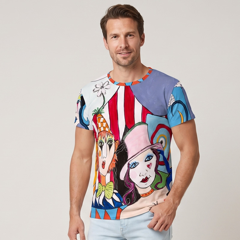 Buntes GERMENS T-Shirt Herren mit künstlerischem Muster