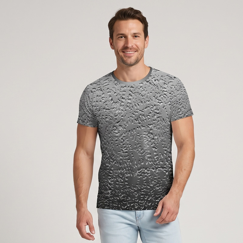 Graues GERMENS T-Shirt Herren mit künstlerischem Muster