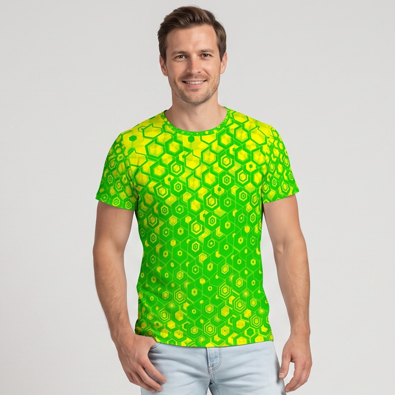 Grünes GERMENS T-Shirt Herren mit künstlerischem Muster