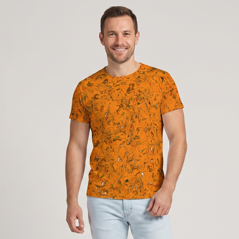 Orangenes GERMENS T-Shirt Herren mit künstlerischem Muster
