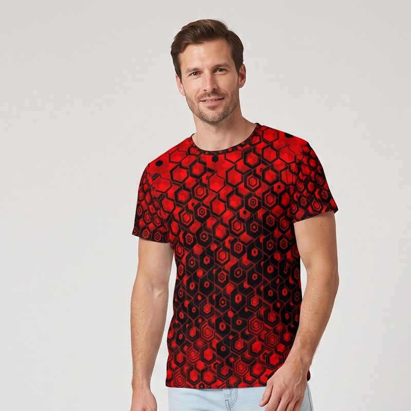 Rotes GERMENS T-Shirt Herren mit künstlerischem Muster