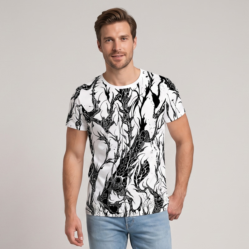 Schwarz-weißes GERMENS T-Shirt Herren mit künstlerischem Muster