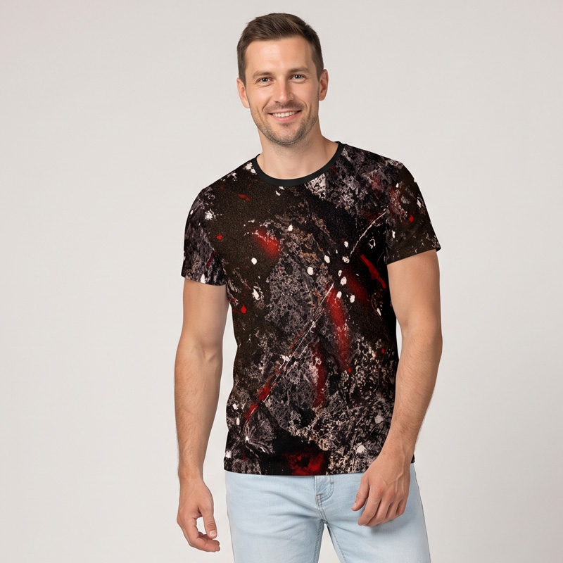 Schwarzes GERMENS T-Shirt Herren mit künstlerischem Muster