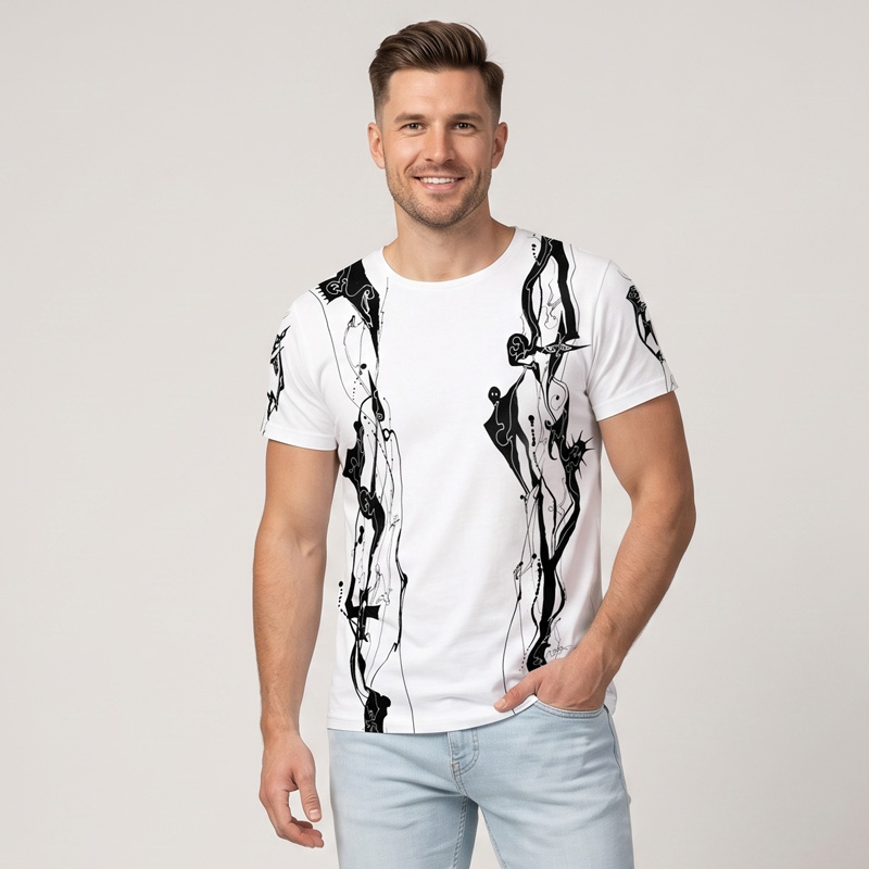 Weißes GERMENS T-Shirt Herren mit künstlerischem Muster