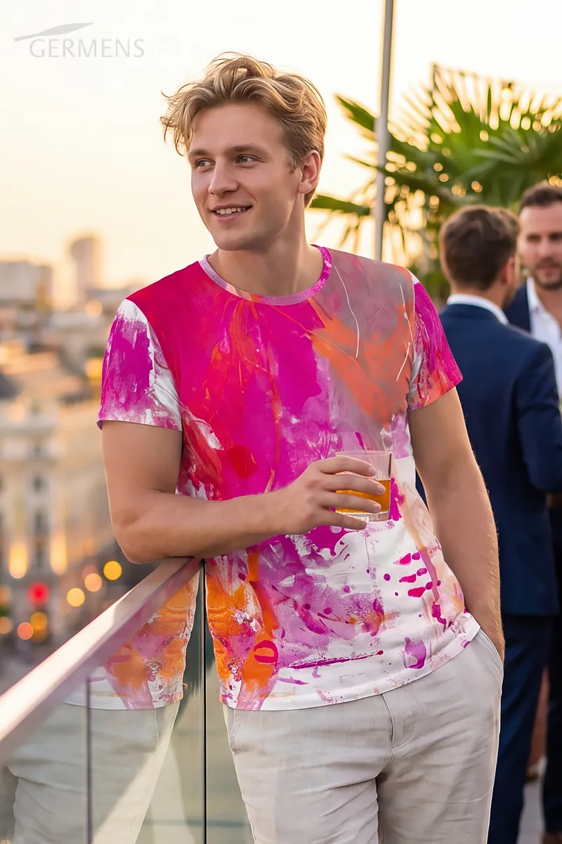 T-Shirts Herren Kurzarm VERVE SAPHIR - GERMENS artfashion - 100 % Baumwolle