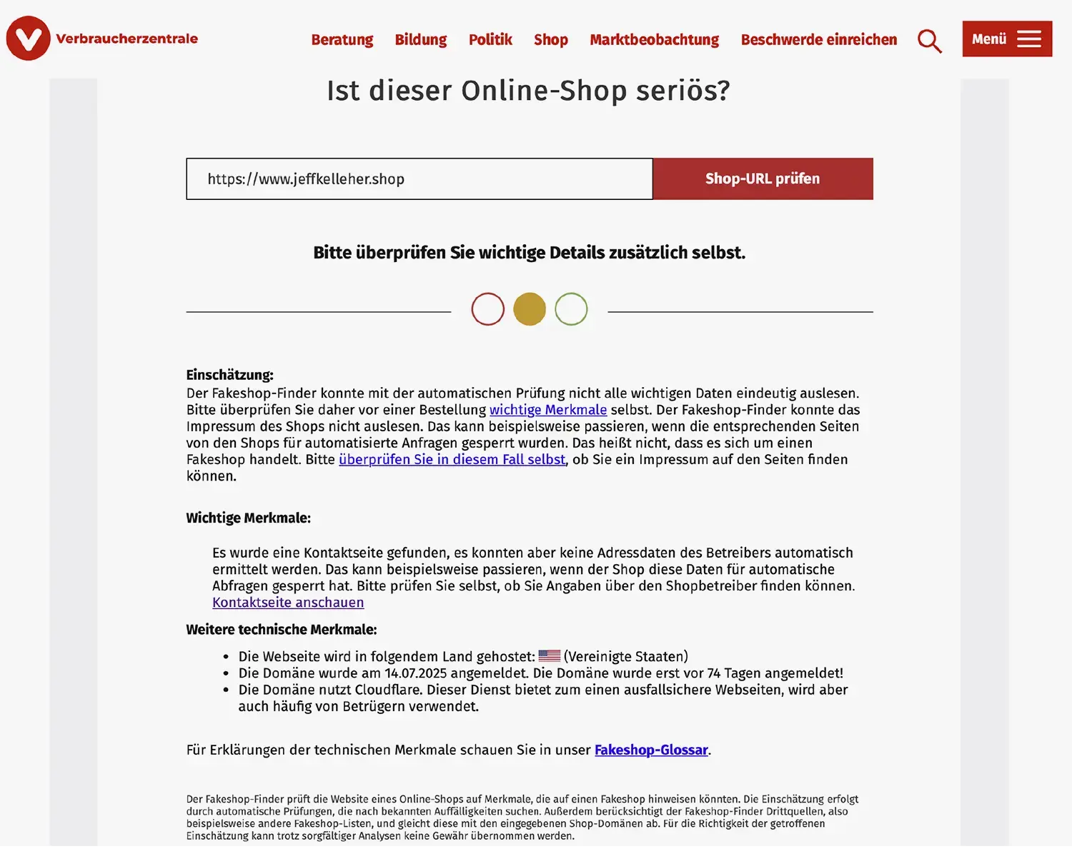 Webseite der Verbraucherzentrale NRW e.V.