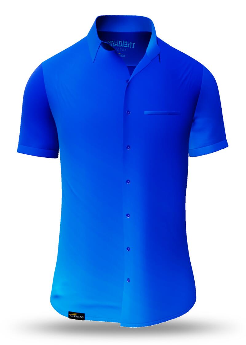 blue Button up shirt for summer GRADIENT AZURE - GERMENS artfashion - 100 % cotton