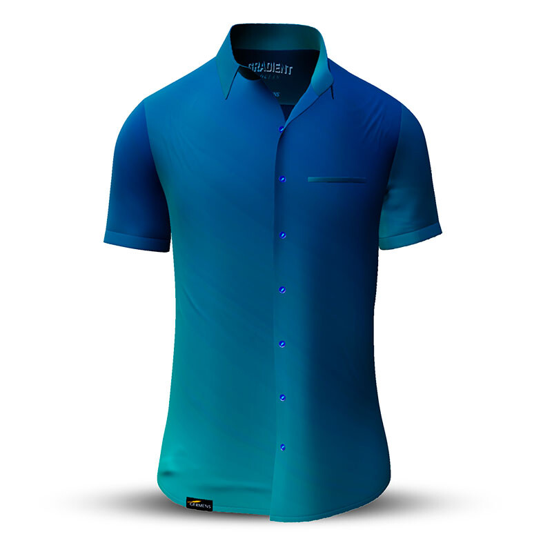 Summer shirt for men GRADIENT OCEAN - 100% cotton - 10 sizes from XS to 6XL - exceptional design - finest workmanship - fabrics made in Germany - limited edition and exclusive