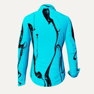 BLUE SWAN - Hellblaue Bluse mit schwarzer Zeichnung -...