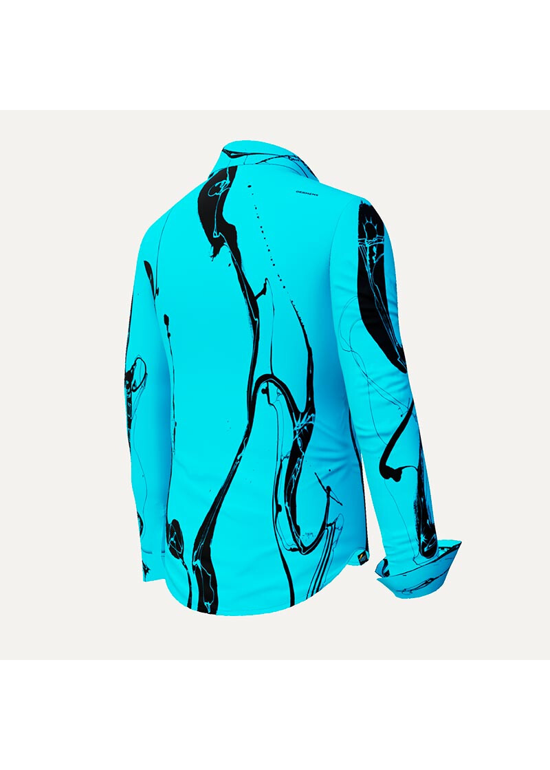 BLUE SWAN - Hellblaue Bluse mit schwarzer Zeichnung - GERMENS