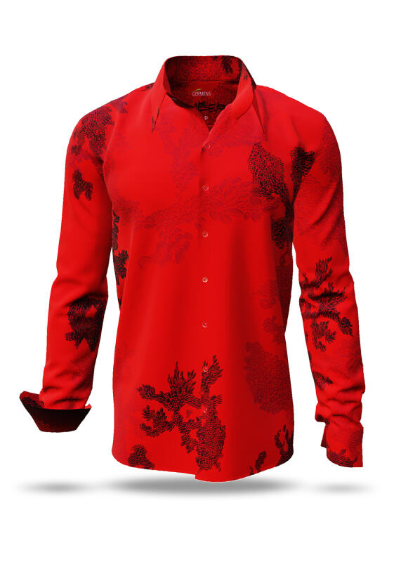 Discover colorful button up shirts for men EMBER RED - 100% cotton