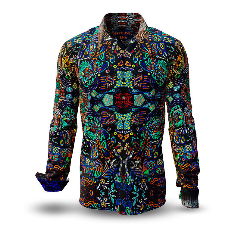 CARROUSEL SIENA - Earth coloured shirt with coloured structures - GERMENS