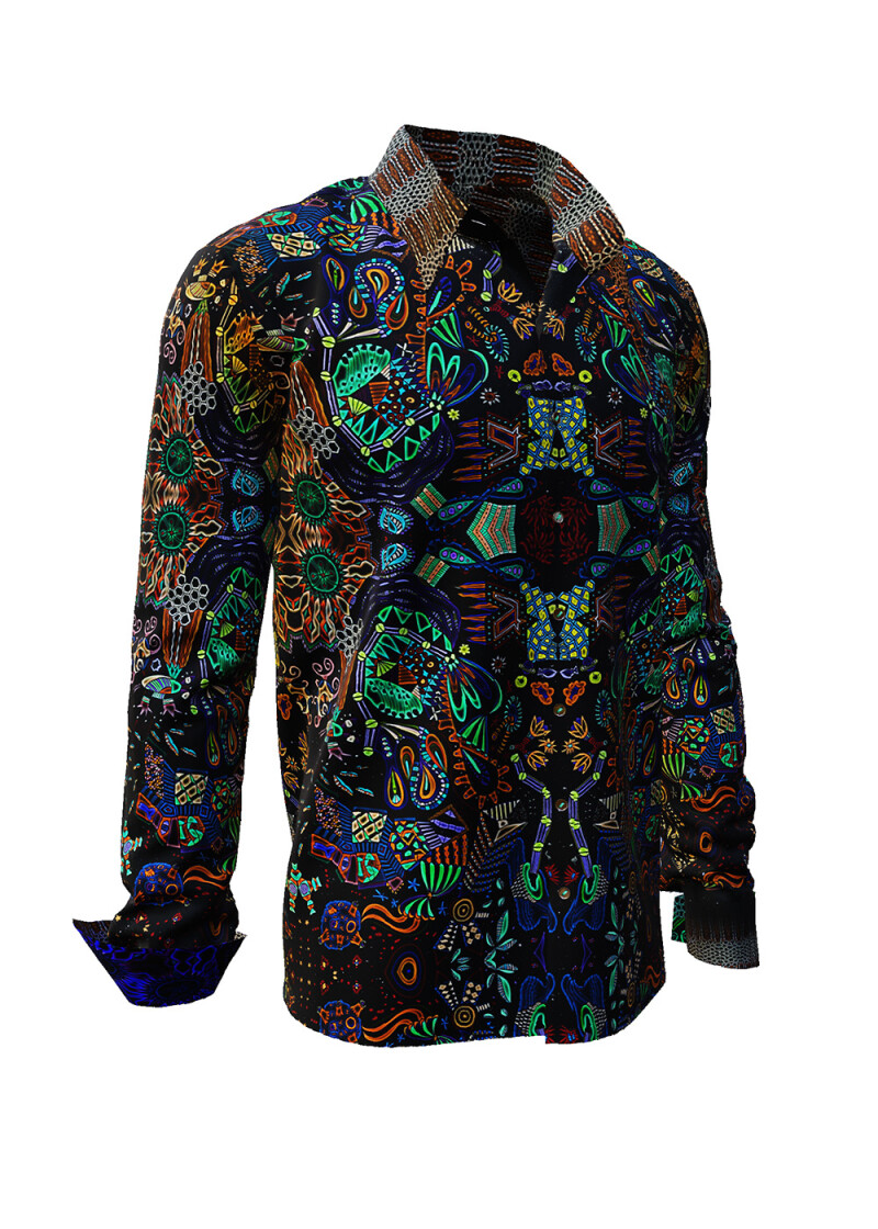CARROUSEL SIENA - Earth coloured shirt with coloured structures - GERMENS
