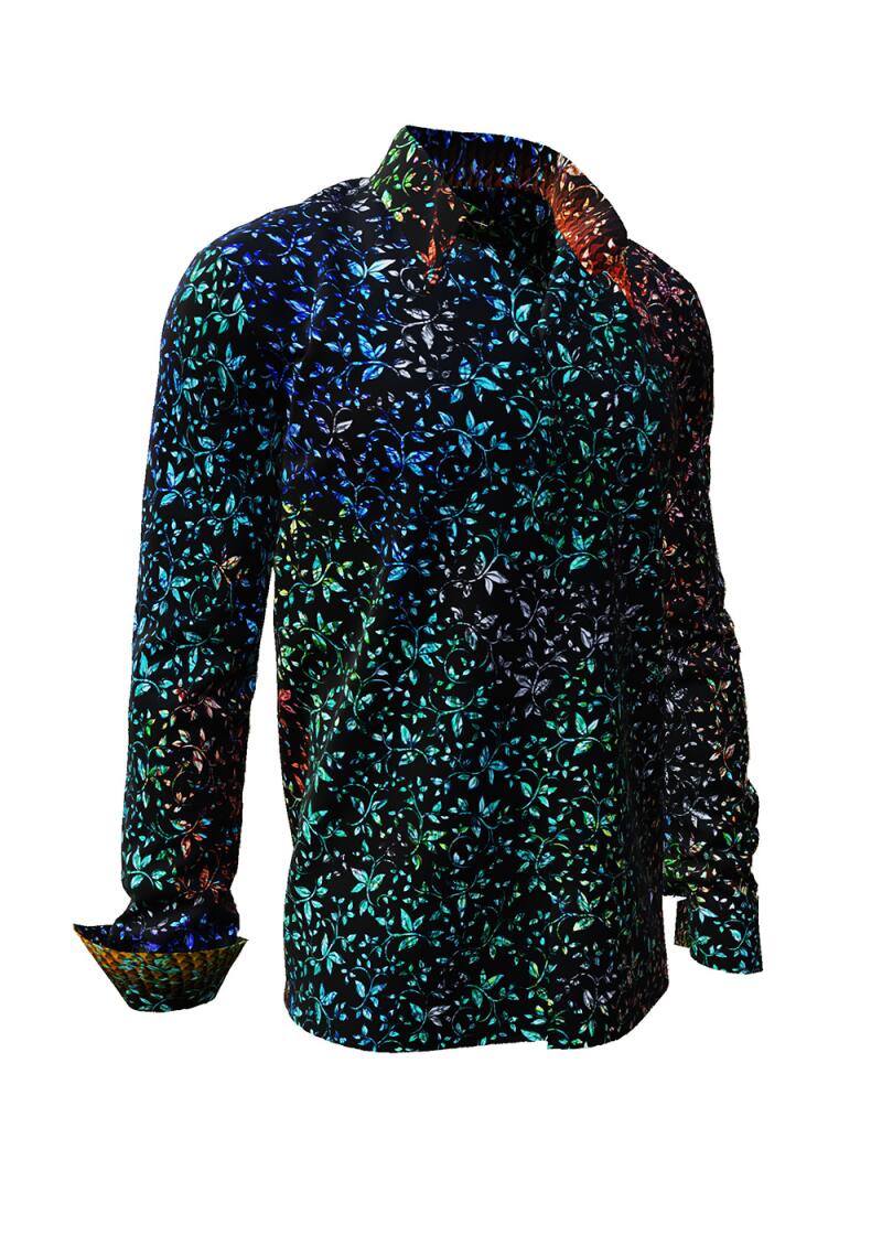 FLOREL NOIR - dark shirt with floral patterns - GERMENS