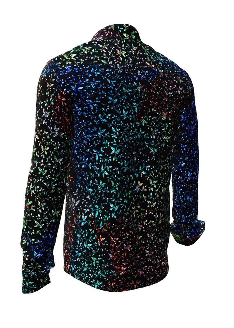 FLOREL NOIR - dark shirt with floral patterns - GERMENS