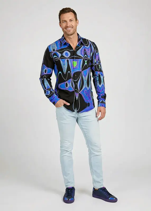 Discover colorful button up shirts for men CHICAGO FUNKY - 100% cotton
