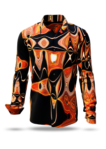 Bunte Hemden Herren NEW ORLEANS FUNKY - Braun schwarzes Hemd - GERMENS - 100 % Baumwolle - Größe XL