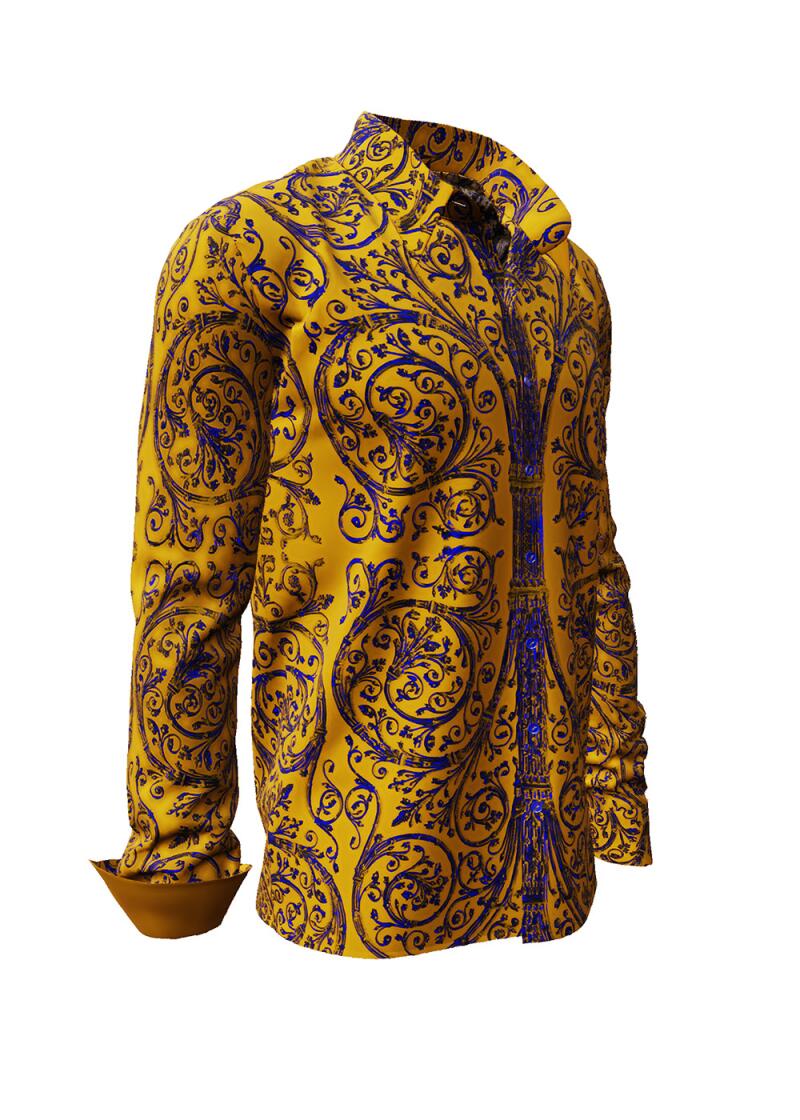 PORTE NOTRE DAME PARIS JAUNE - Yellow shirt with blue ornaments - GERMENS