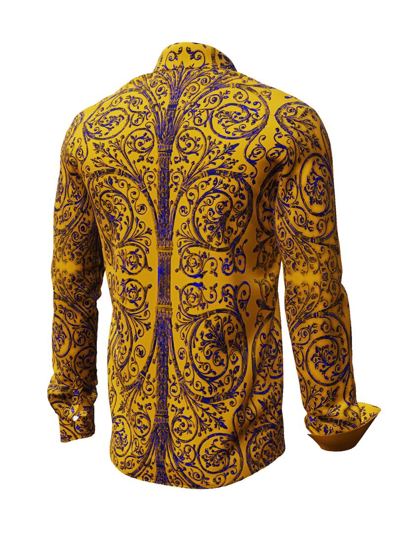 PORTE NOTRE DAME PARIS JAUNE - Yellow shirt with blue ornaments - GERMENS