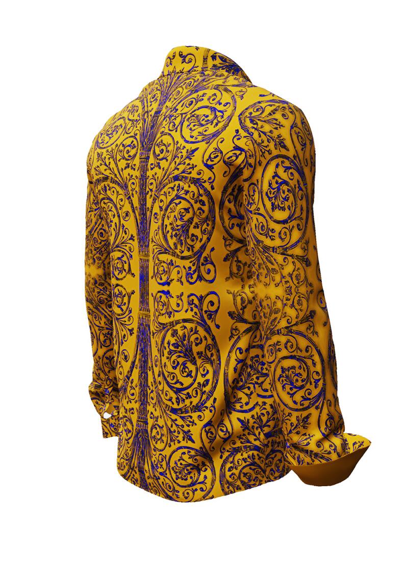 PORTE NOTRE DAME PARIS JAUNE - Yellow shirt with blue ornaments - GERMENS