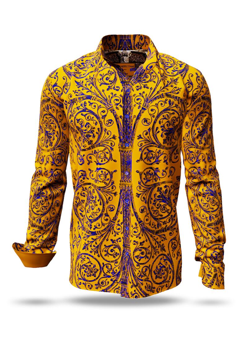 PORTE NOTRE DAME PARIS JAUNE - Yellow shirt with blue ornaments - GERMENS