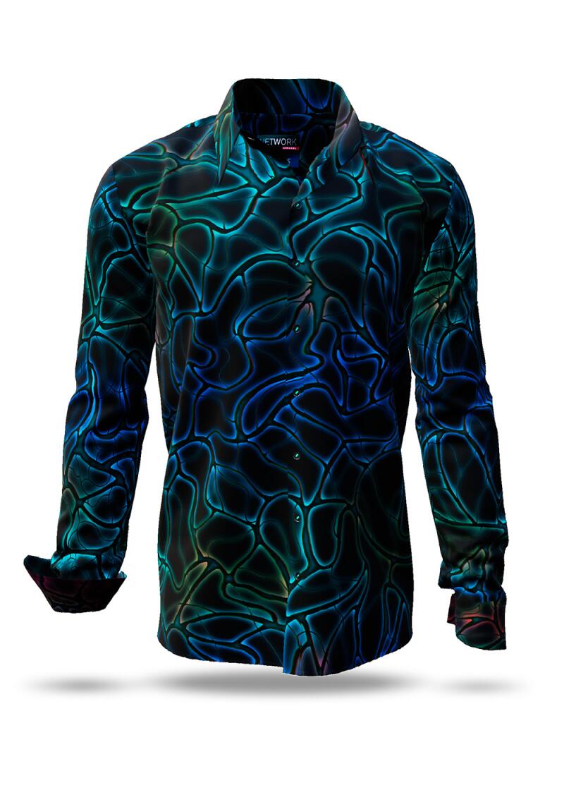 NETWORK MIRAKEL - Black shirt with blue black structure - GERMENS