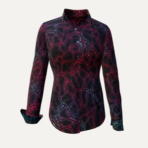 NETWORK DELPHI - schwarze Bluse mit rot blau schwarzer...