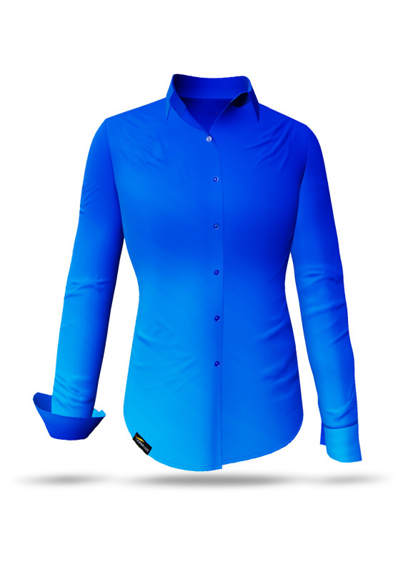 ausgefallene Damenbluse für Damen - GRADIENT AZURE - 100 % Baumwolle - GERMENS artfashion - Größen XS bis 3XL