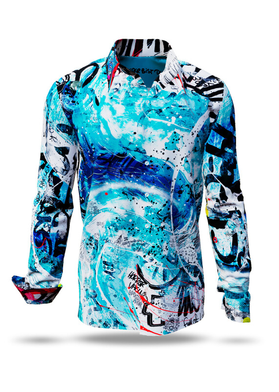 Colorful Button Up Shirts For Men DAS WUNDER BIST DU - 100 % BW - 100 % Cotton - Size XL