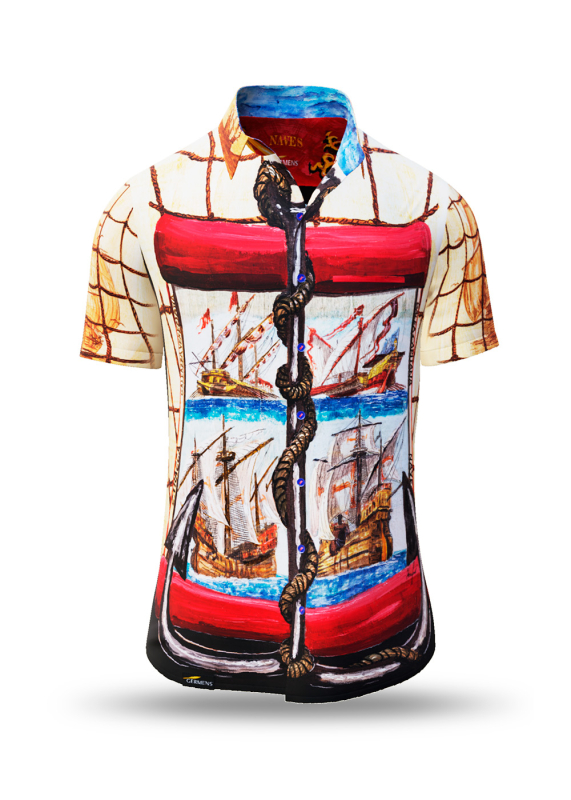 Sommerhemd Herren NAVES - 100 % Baumwolle - 10 Größen von XS - 6XL - außergewöhnliches Design - feinste Verarbeitung - Stoffe Made in Germany - limitiert und exklusiv