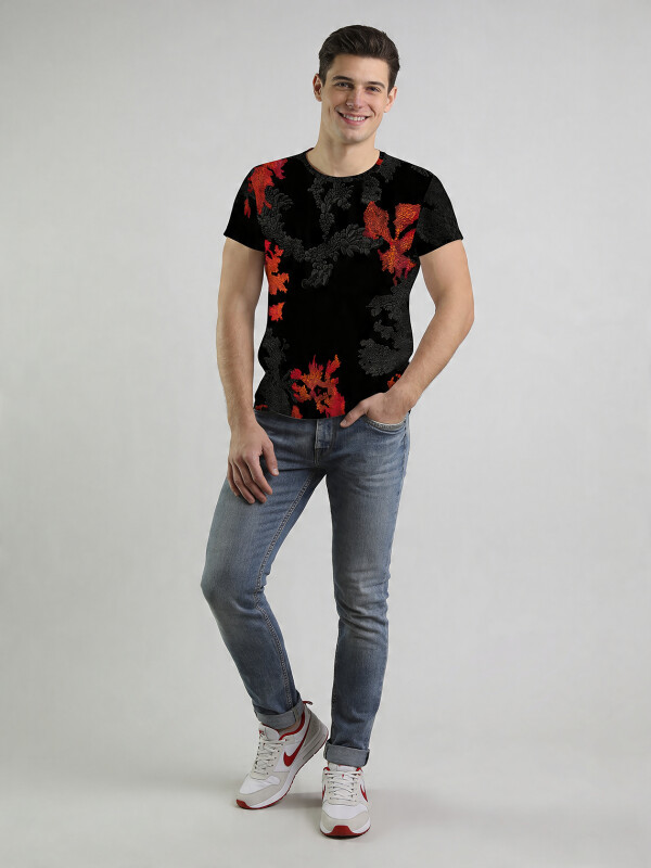 ausgefallene T-Shirts für Männer - EMBER BLACK - 100 % Baumwolle - GERMENS artfashion - Größe M