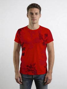 ausgefallene T-Shirts für Männer - EMBER RED - 100 % Baumwolle - GERMENS artfashion - Größe XXL