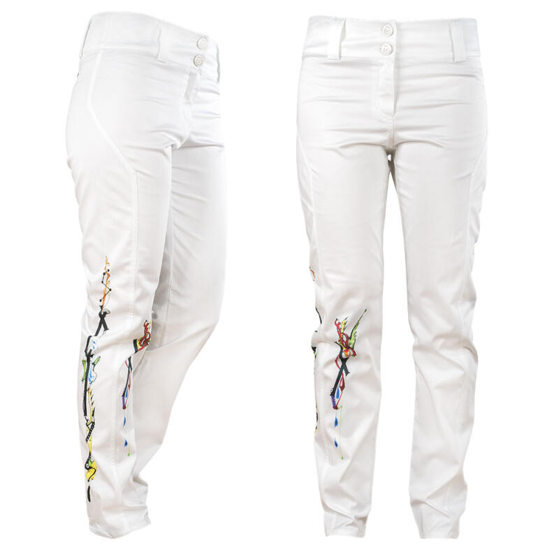 White ladies trousers SAVILLE with paintings
