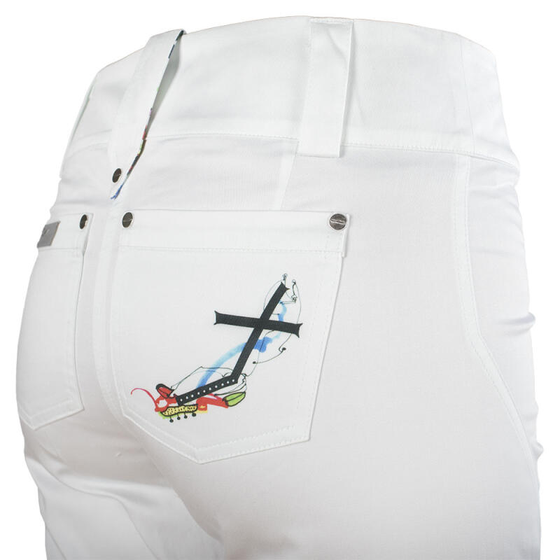 White ladies trousers SAVILLE with paintings