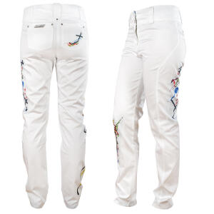 White ladies trousers LILIBY with paintings