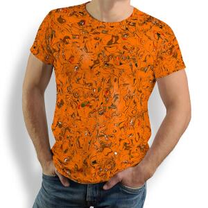 GRAVUR ORANGE - Herren TShirt Rundhals - 100 % Baumwolle...